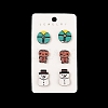 Christmas Theme Wood Stud Earrings EJEW-U016-06P-01-1