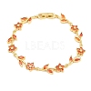 Brass Pave Cubic Zirconia Flower Link Chain Bracelets for Women KK-CBA68DA-14G-01-4