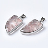 Natural Rose Quartz Pendants G-T128-05D-3
