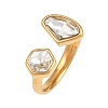 304 Stainless Steel Cubic Zirconia Cuff Open Ring for Women CU-CBACD1D-01G-01-2