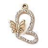 UV Plating Light Gold Alloy Rhinestone Pendants PALLOY-Z016-07G-1