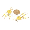 Glass Flower & Alloy Enamel Bee Chandelier Earrings EJEW-MZ00088-4