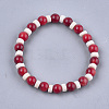 Synthetic Coral Beaded Stretch Bracelets BJEW-S134-86-1