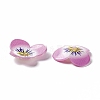 Printed 4-Petal Opaque Acrylic Bead Caps MACR-F071-22A-3