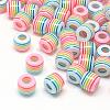 Opaque Stripe Resin European Beads RESI-S344-08-1
