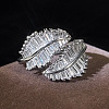 Brass Pave Clear Cubic Zirconia Cuff Open Rings WGFE2F1-03-1