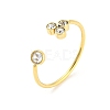 Real 14K Gold Plated 304 Stainless Steel Open Cuff Ring RJEW-C062-01B-G-1