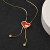 PVD Vacuum Plating 304 Stainless Steel Enamel Heart Pendant Necklaces NJEW-C063-04G-01-2