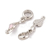 Rack Plating Alloy Pink Enamel European Dangle Charms FIND-C055-14P-2