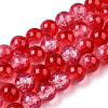 Transparent Crackle Baking Paint Glass Beads Strands X2-DGLA-T003-01A-08-1