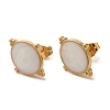 Ion Plating(IP) 304 Stainless Steel Oval Stud Earrings EJEW-C114-13B-G-2