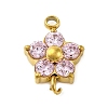 304 Stainless Steel Micro Pave Cubic Zirconia Flower Connector Charms STAS-U042-01G-01-1