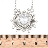 Brass Pave Clear Cubic Zirconia and Glass Heart Pendant Necklaces KK-CBA4547-11P-4