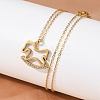 304 Stainless Steel Crystal Rhinestone Rocking Horse Pendant Necklaces for Women NJEW-F339-02G-3