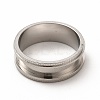 Non-Tarnish 201 Stainless Steel Grooved Finger Ring Settings STAS-P323-10P-2