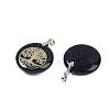 Synthetic Blue Goldstone Flat Round Pendants G-Q188-01P-07-2