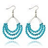 Trendy Synthetic Turquoise Beaded Earrings for Girls X-EJEW-PJE690-1