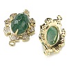 Natural Green Strawberry Quartz Faceted Oval Connector Charms G-G181-06G-02-2