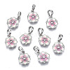 Brass Micro Pave Clear Cubic Zirconia Charms ZIRC-T002-16P-A-2