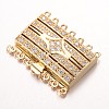 Brass Cubic Zirconia Box Clasps ZIRC-O020-09G-NR-1