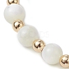 Round Natural Sea Shell Beaded Stretch Bracelets with Brass Beads for Women Men BJEW-JB10278-2
