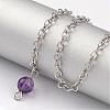 Natural Amethyst Sphere Dowsing Pendulums BJEW-E292-A07-3