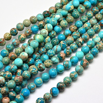 Natural Imperial Jasper Round Bead Strands G-I103-8mm-03-1