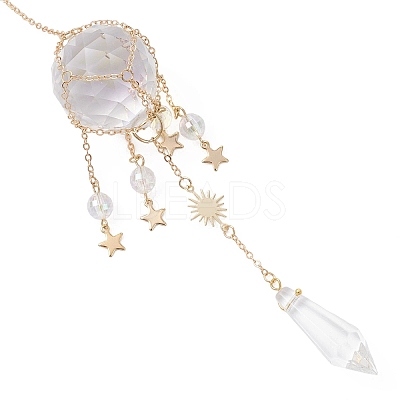 Glass & Acrylic Cone & Round Hanging Suncatchers HJEW-JM04570-01-1
