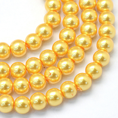 Baking Paint Pearlized Glass Pearl Round Bead Strands HY-Q003-10mm-56-1