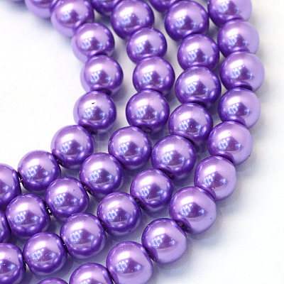 Baking Paint Pearlized Glass Pearl Round Bead Strands X-HY-Q003-6mm-27-1