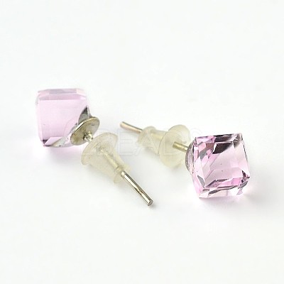 Shiny Glass Rhinestone Stud Earrings EJEW-F0039-M-1