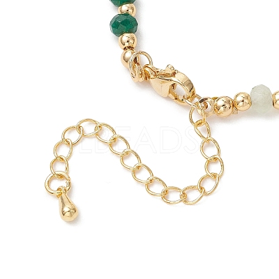 Brass & Dyed Natural Malaysia Jade Rondelle Beaded Bracelets for Women BJEW-JB13323-04-1
