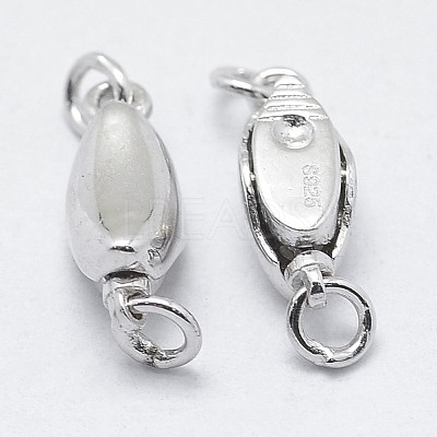 Anti-Tarnish Rhodium Plated 925 Sterling Silver Box Clasps STER-F037-032P-1