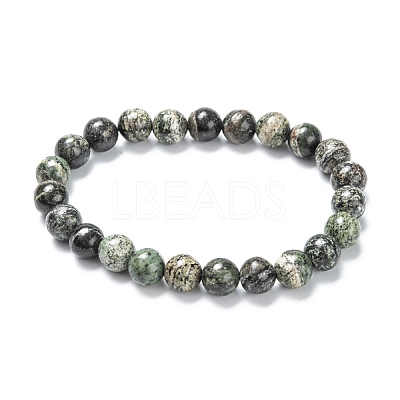 Natural Zebra Jasper Stretch Beaded Bracelets G-A185-01B-1