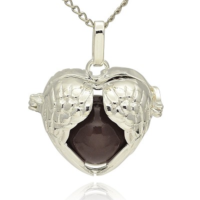 Silver Color Plated Brass Hollow Heart Cage Pendants KK-J241-10S-1