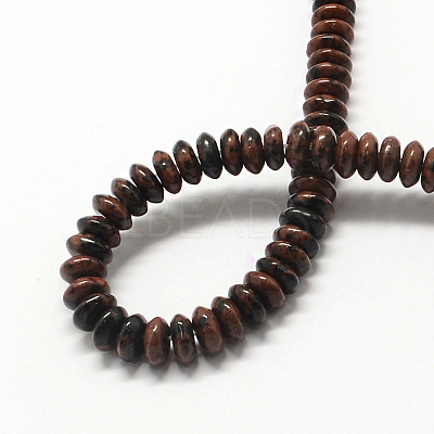 Rondelle Natural Mahogany Obsidian Bead Strands G-Q447-03-1