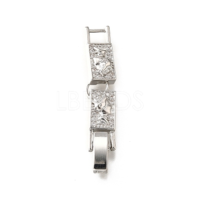 Brass Micro Pave Clear Cubic Zirconia Fold Over Clasps KK-R222-03P-1