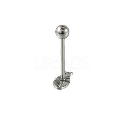 304 Stainless Steel Fish Bone Straight Barbell 15 Gauge Piercing Tongue Rings for Women Men FS-WG89F3B-01-1