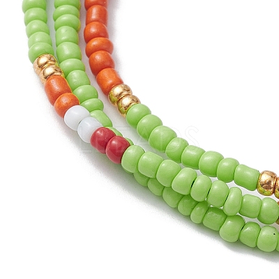 Adjustable Glass Seed Beaded Triple Layer Multi-strand Bracelet BJEW-MZ00048-1