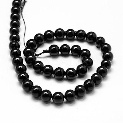 Natural Black Tourmaline Beads Strands G-P132-16-8mm-1