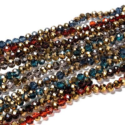 Electroplate Transparent Glass Beads Strands EGLA-A034-T6mm-O-1
