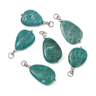 Natural Amazonite Pendants PALLOY-JF05881-02-1