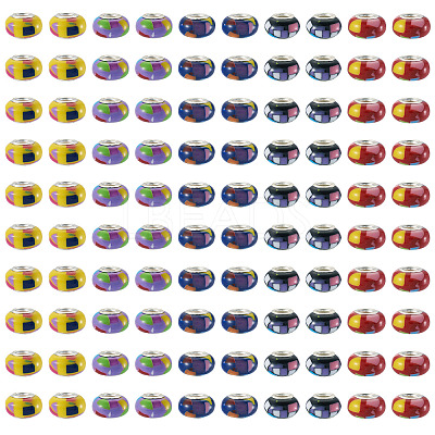 100Pcs 5 Colors Bohemian Style Resin European Beads RESI-TA0004-83-1
