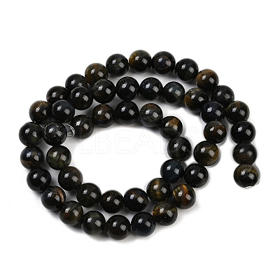 Natural Yellow Blue Tiger Eye(Dyed & Heated) Bead Strands G-P230-07-6mm-AB-1