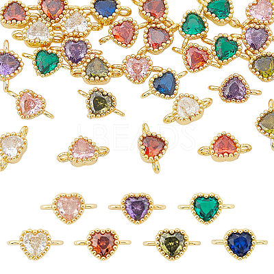 30Pcs 8 Colors Glass Rhinestone Connector Charms KK-DR0001-43-1