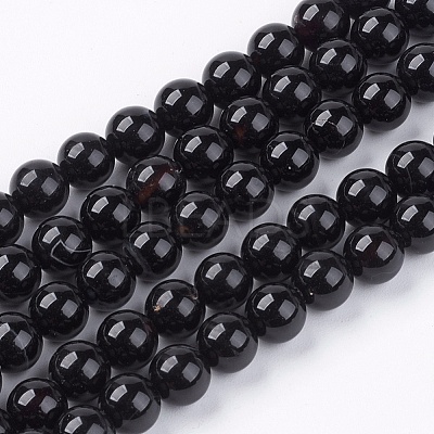 Natural Black Onyx Beads Strands X-G-H1567-6MM-1