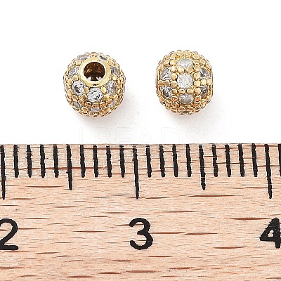 Round Brass Micro Pave Cubic Zirconia Beads ZIRC-N016-01G-4MM-1