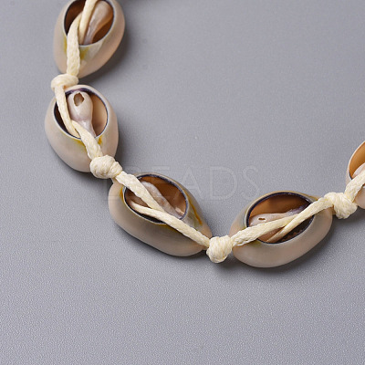 Cowrie Shell Choker Necklaces NJEW-JN02388-01-1