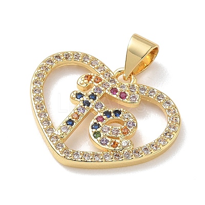 Brass Micro Pave Cubic Zirconia Pendants KK-L268-019G-05-1