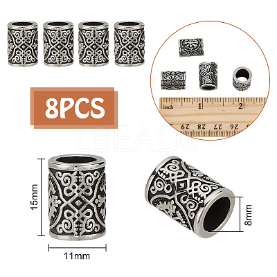 8Pcs 316 Surgical Stainless Steel European Beads STAS-UN0061-39-1